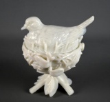 Vintage Westmoreland Milk Glass Bird On Nest Covered Candy Dish