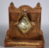 Antique 19th C. Pressed Tin Match Holder w/ Original Mirror Intact