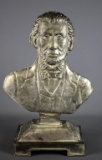 Abe Lincoln Metal Folk Art Bust On Stand