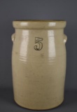 Antique 5 Gallon Stoneware Churn, 16” H