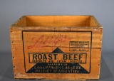 Vintage Libby's Roast Beef  Advertising Shipping Wooden Crate, Argentina