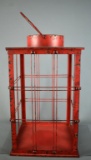 Large Red Decorative Open-Sided Metal Candle Lantern