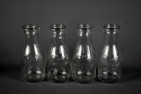 Set of 4 Antique Weaver Blue Ribbon Quality Glass 1 Pint Milk Bottles