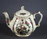 Sadler Porcelain Teapot with Hand Painted Flowers, Made In England