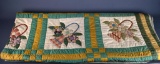 Vintage Flower Basket Quilt – Ivory, Yellow & Green, Plaid Backing