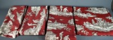 Set of 4 Williams Sonoma Red Toile Table Linens/Tablecloths, Burgundy & White