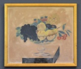 Ellen Charles Woodside (S. Car. 1838-1906) 19th C. Fruit Bowl Theorem Folk Art Painting, Framed