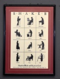 1984 Shaker Stencil Silhouette Print, Pleasant Hill, Kentucky, Framed