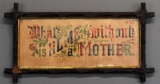 Antique 1878 Framed Cross Stitch/Needlepoint “What is Home Without a Mother”