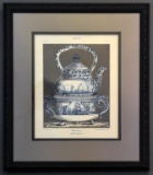 Fine Chromolithograph “Delft Theiere Avec Son Rechaud” (Delft Teapot With Warmer), Framed