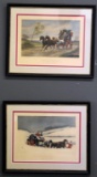 Pair of English Coaching Scenes Hand-tinted Etchings Based on Paintings by E.A.S. Douglas
