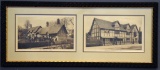 Pair of Old Photogravure Etchings: “Anne Hathaway's Cottage” & “Shakespeare's House from the N.W.”