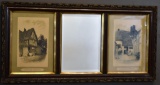 Triptych Frame Wall Mirror Frame –Old Halftone Prints “Evening Shadows” & “A Summer Evening”