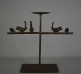 Contemporary Metal Candle Stand with 5 Perched Birds