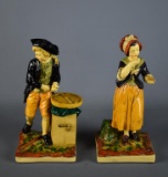 Pair of Vintage Borghese Painted Chalkware Figures – Boy and Girl