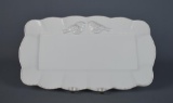 Contemporary Mudpie White Scalloped Edge Ceramic Platter with Birds