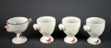 Set of 4 Westmoreland Milk Glass Hen & Chicks Themed Egg Cups