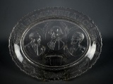 Antique Late 19th C. Pressed Glass US Presidents Platter—Washington, Lincoln & Grant