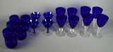 Lot of 19 Cobalt Blue Glassware Pieces – Stemware and Tumblers