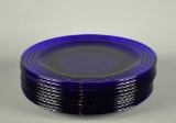 Set of 10 Large 12” Cobalt Blue Glass Plates
