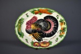 Large Vintage Hand Painted Turkey Platter – Merry Christmas 1959, Made In Italy