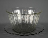 Fluted Glass Parfait / Trifle Bowl or Small Punch Bowl w/ Underplate