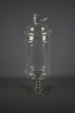 Pedestal Glass Cylinder Jar w/ Bird Finial on Lid