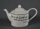 White Ceramic Teapot – “Trust in the Lord” Proverbs 3:5