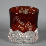 Antique Ruby Red Flashed Souvenir Tumbler – “To Mollie From Father, Atlantic City 1902”