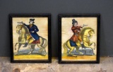 Lot of 2  J. Redington 19th C. Tinsel Prints (Hand-tinted Etchings) – Jonathan Wilde & Paul Clifford