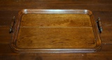 Antique English Oak Serving Tray with Handles