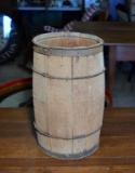 Antique Small Handcrafted Wood Barrel