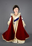 Franklin Heirloom Porcelain Doll with Stand, Queen Elizabeth II, Mfr 1983