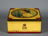 Vintage 1953 Henry Thorne & Co. Souvenir Chocolate Tin Litho w/ Qu. Elizabeth II Coronation Portrait