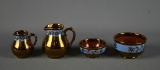 Set of 4 Vintage Miniature Gibson's Copper Lusterware – 2 Bowls, 2 Pitchers