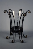 Etched Glass Candle Holder with Wrought Iron Stand