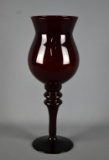 Contemporary Ruby Red Glass Goblet Style Candle Holder