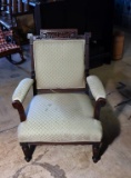 Vintage Eastlake Upholstered Oak Arm Chair