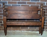 Antique Spool Turned Leg ¾ Size Rope Bed Frame w/ Rails