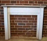 Antique Pine Mantle / Fireplace Surround with Dentil Molding, Old Light Gray Paint
