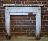 Antique Pine Mantle / Fireplace Surround, Old Gray Paint—Nicely Distressed