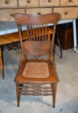 Antique Pressed Oak Caned Seat Side Chair