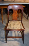 Antique Sheraton Style Birds Eye Maple Open Caned Seat Side Chair
