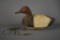 Vintage 1940s Lake St. Clair Wooden Canvasback Drake Decoy, WA Brand, Original Paint