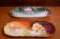 Lot of 2 Antique German / French Import Porcelain Handpainted Trays