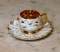 Antique Gilt Decorated Demitasse Porcelain Cup/Saucer with Cut Leaf Edge Saucer, Made in Germany