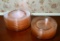 Lot of Pinkish Amber Glass Dishware – 11 Salad Plates, 11 Dessert Plates