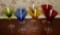 Set of 7 Colored Glass Stemware by Circleware, Various Styles & Sizes