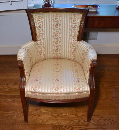 Vintage Federal Style Floral Upholstered Chair w/ Nailhead Trim