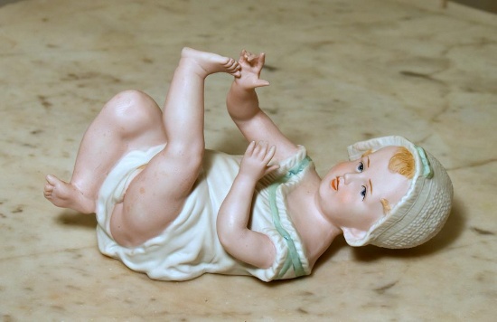 Vintage Bisque Porcelain Piano Baby Figurine by Andrea, #7536